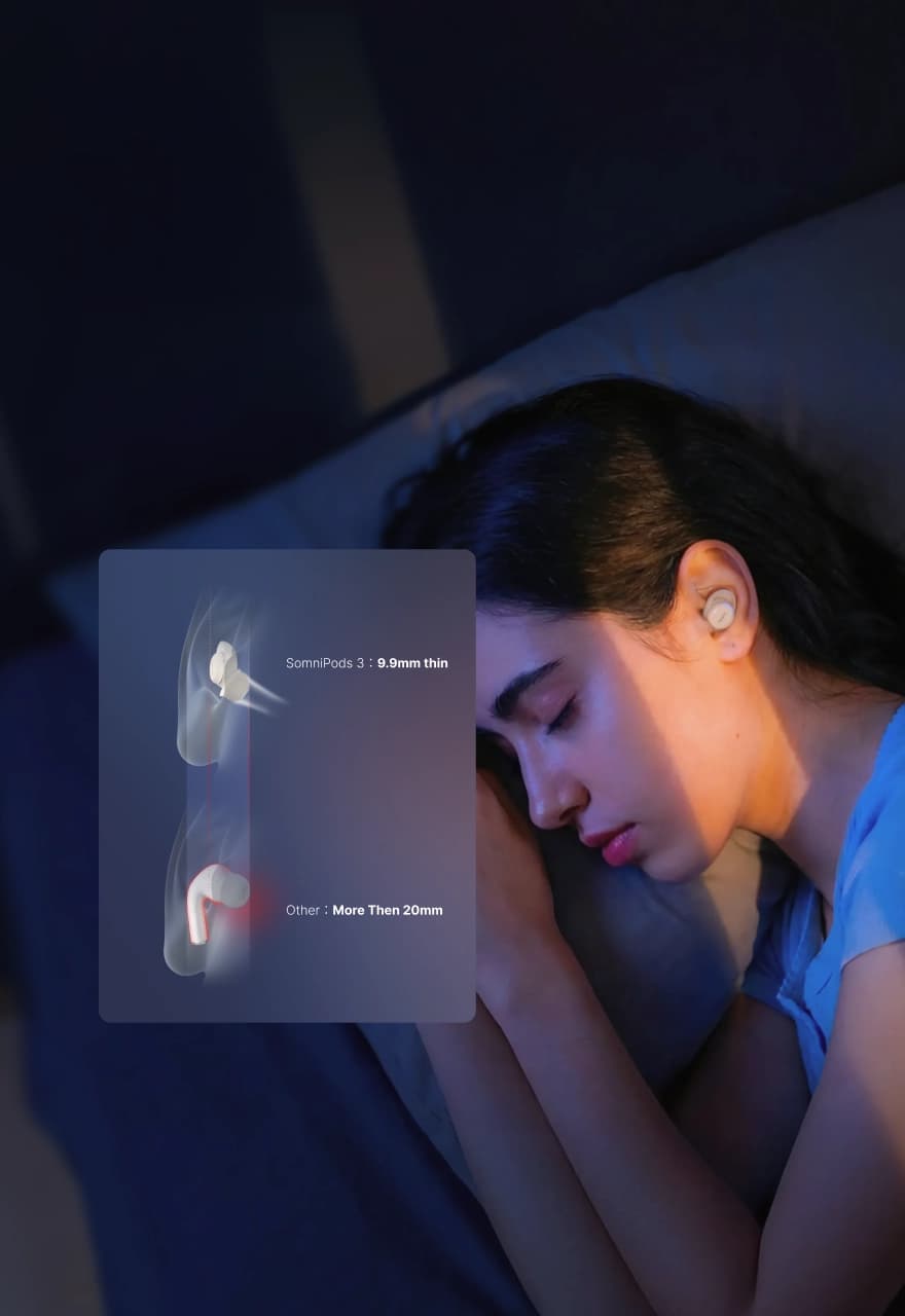 Side sleeper wearing Fitnexa SomniPods 3