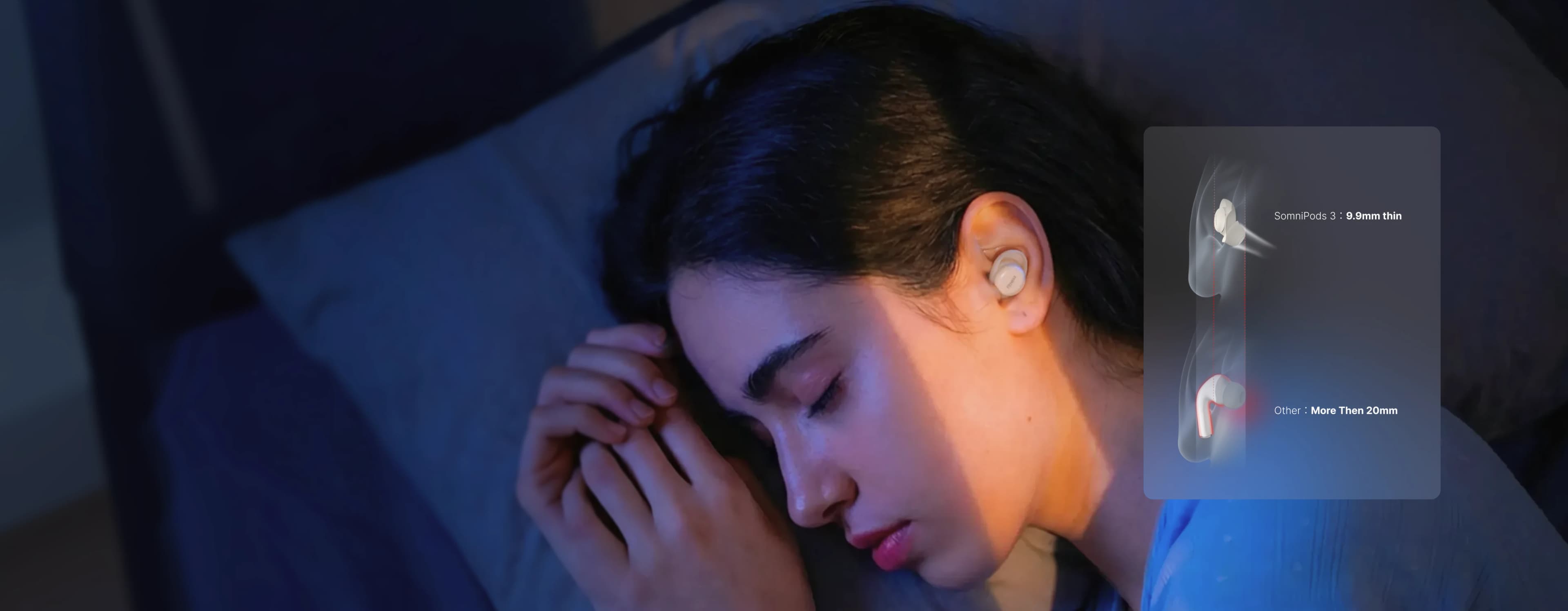 Side sleeper wearing Fitnexa SomniPods 3