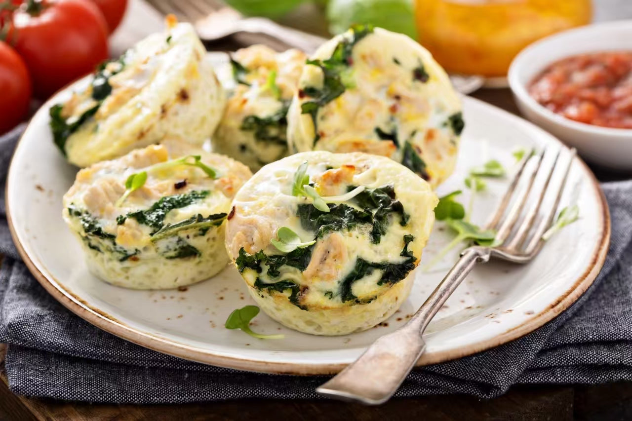 High-Protein, Low-Calorie Lunch Recipes - Egg White & Spinach Frittata Muffins